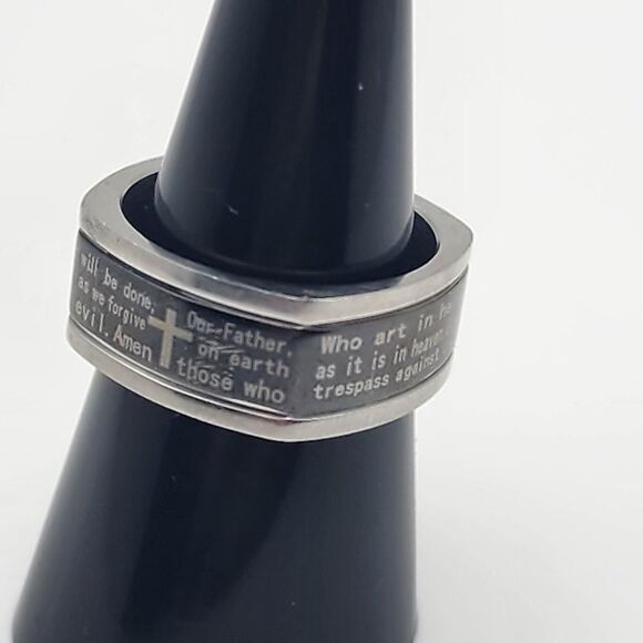 Steeltime Stainless Steel The Lord's Prayer Ring (9) - Picture 2 of 7